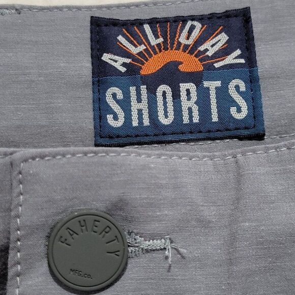 Faherty All Day Shorts Mens Size 38 Hybrid Stretch Performance Chino Golf Gray - Picture 10 of 13